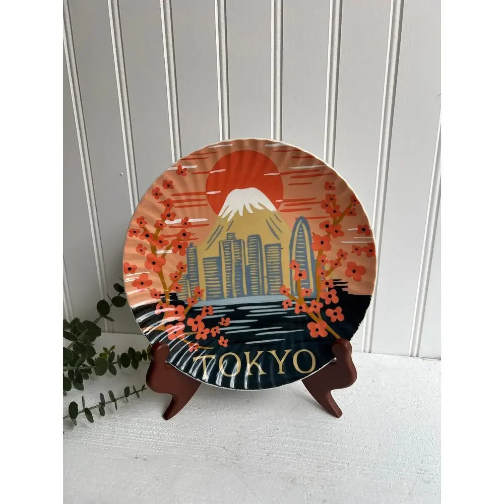 Anthropologie Travel Dinner Plate Collection Tokyo Mount fuji